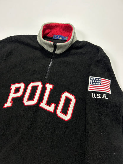 RARE Polo Ralph Lauren Vintage Zip-Fleece Black - (M)