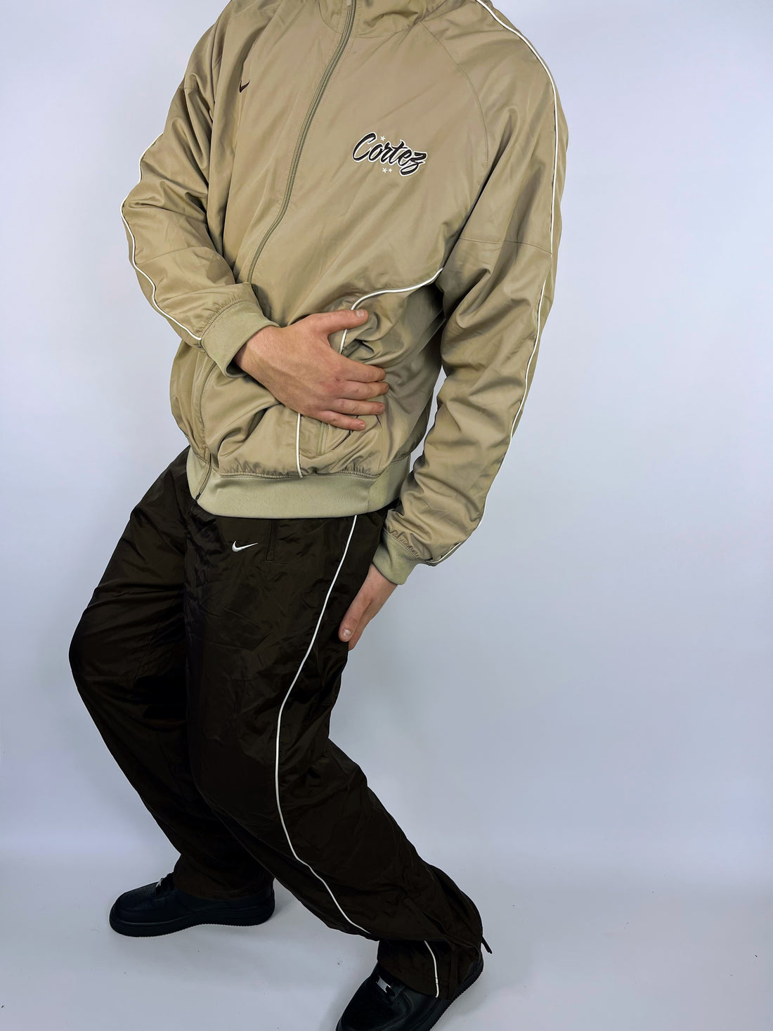 SUPER RARE Nike CORTEZ tracksuit Brown - (XL)