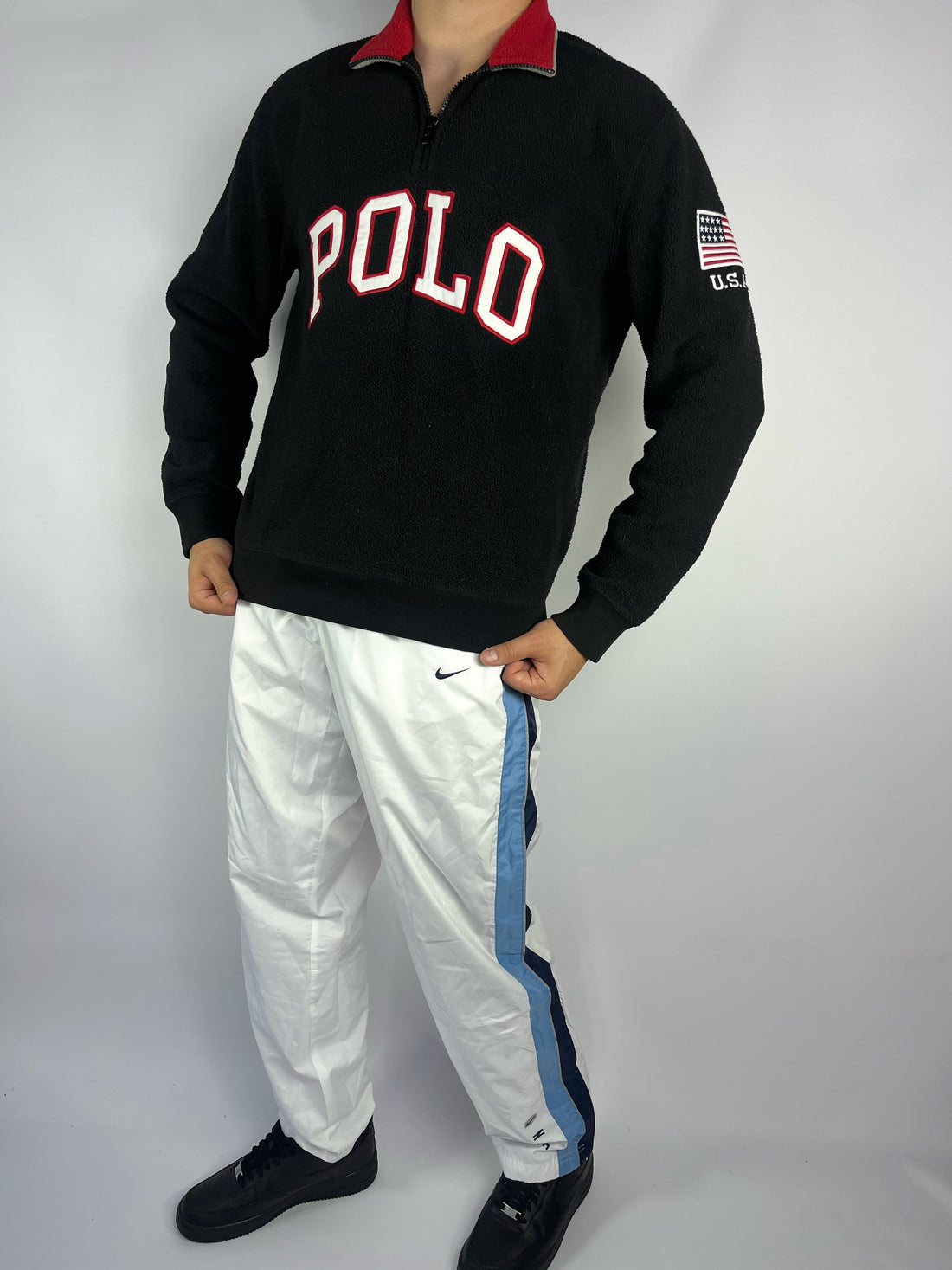 RARE Polo Ralph Lauren Vintage Zip-Fleece Black - (M)