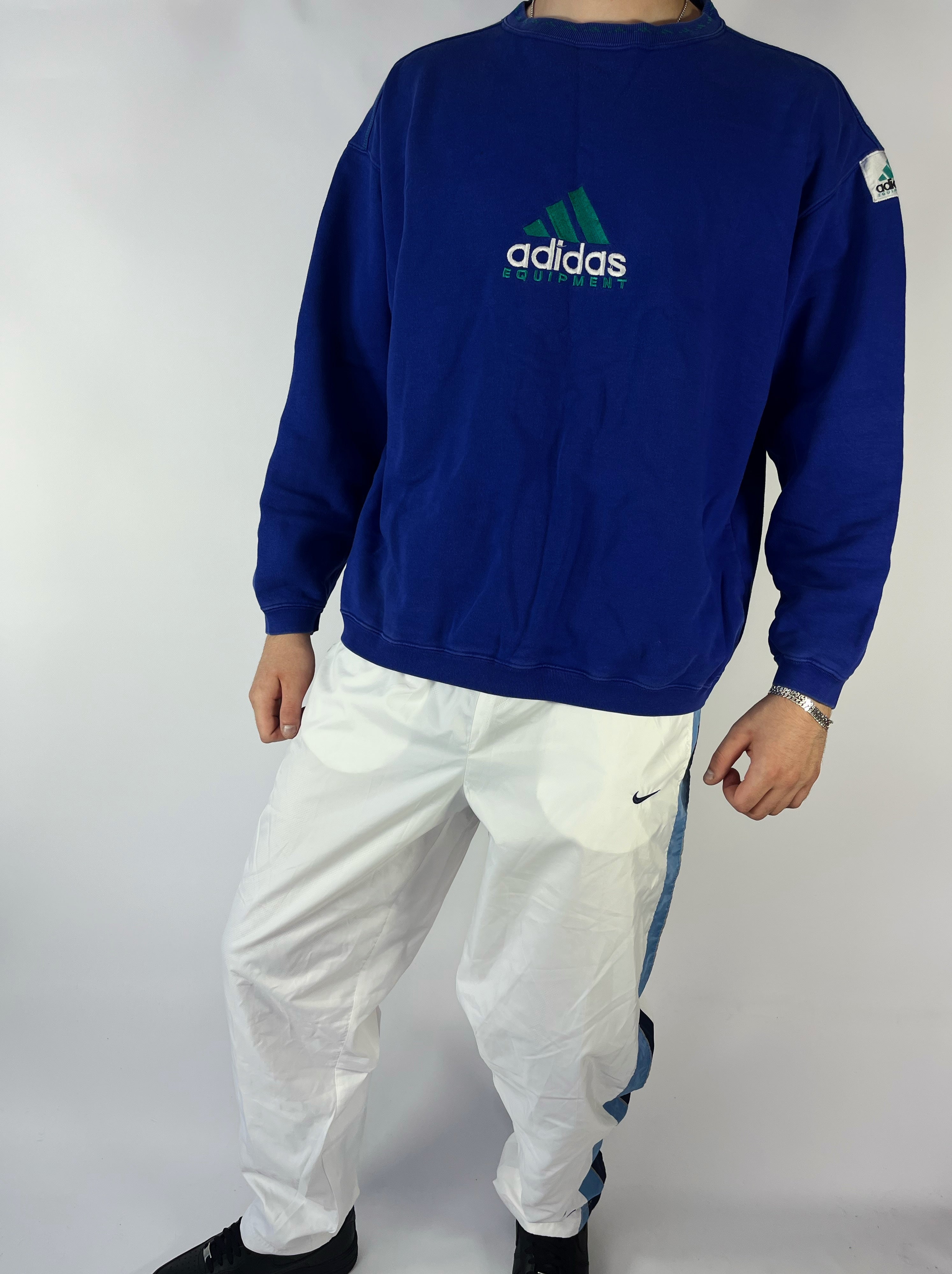 RARE Adidas EQUIPMENT Vintage Sweatshirt Blue - (XL)